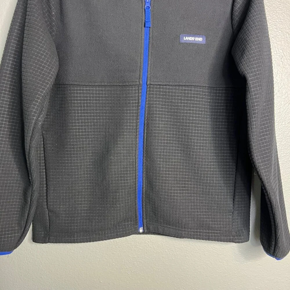 Lands' End Lightweight Fleece Jacket Men's Small‎ Full Zip Pockets Black
